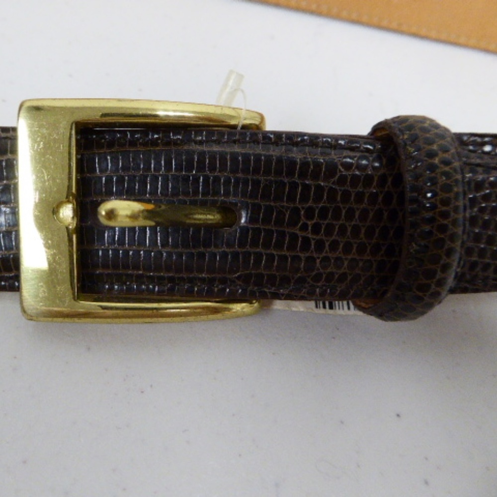 MARTIN DINGMAN GENUINE LIZARD belt 32 handmade usa
